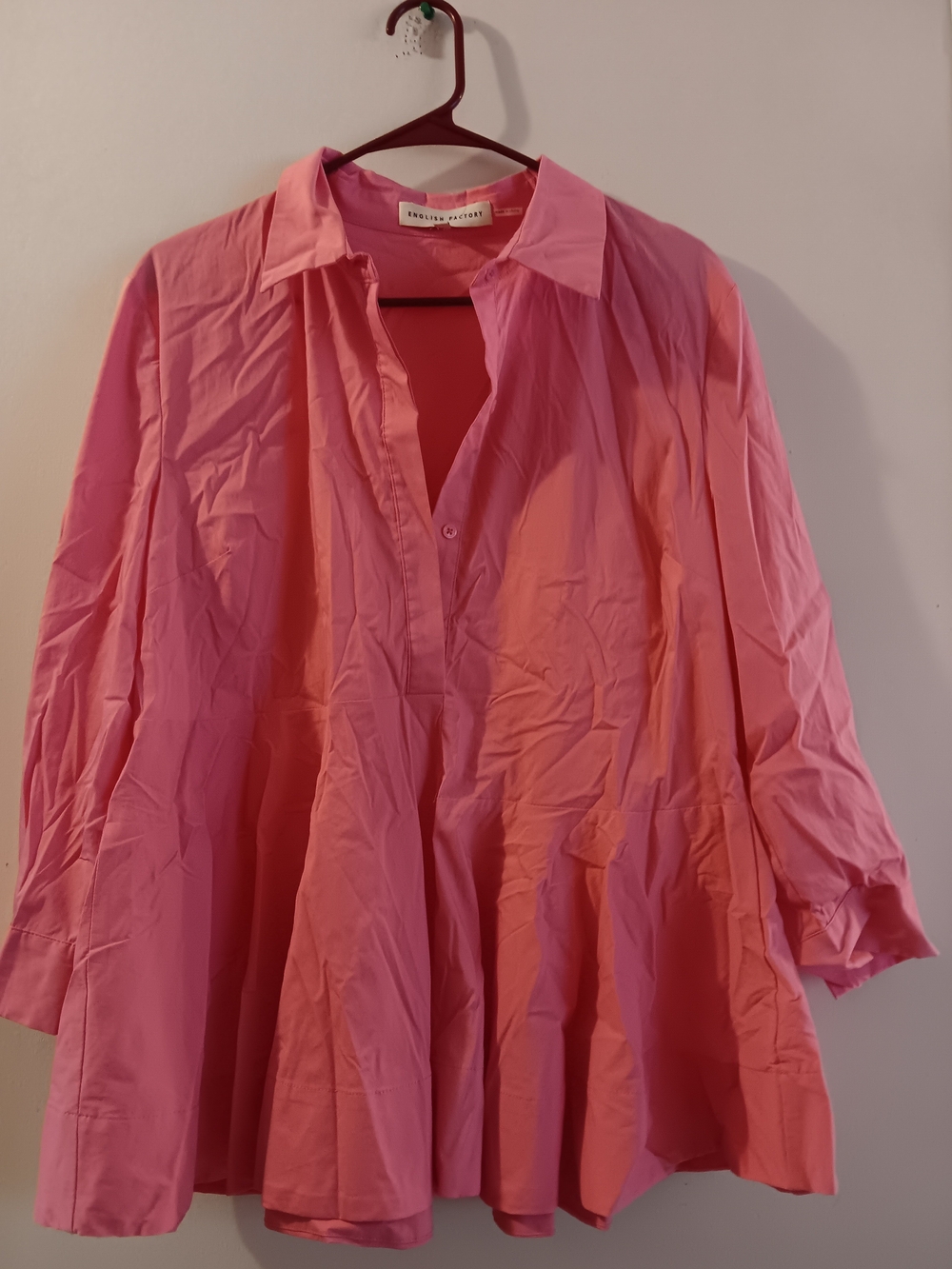 English Factory Pink Peplum Tunic Blouse